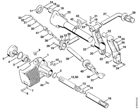 Roçadeiras (FS) FS 410 (4110) Caixa da embreagem, Tubo de apoio da marca Stihl