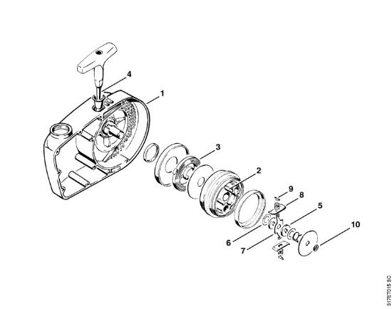 Roçadeiras (FS) FS 410 (4110) Dispositivo de arranque   5 816 400 (27.79) da marca Stihl