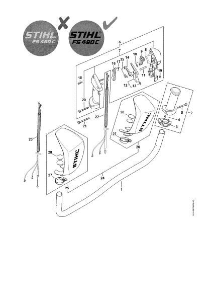 Imagem de Tubo do punho, Cabo de manejo FS 490 C-EM, FS 490 C-EM L FS 490 C-EM