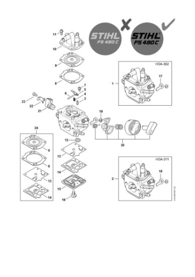 Imagem de Carburador HDA-302, HDA-311 FS 490 C-EM KW