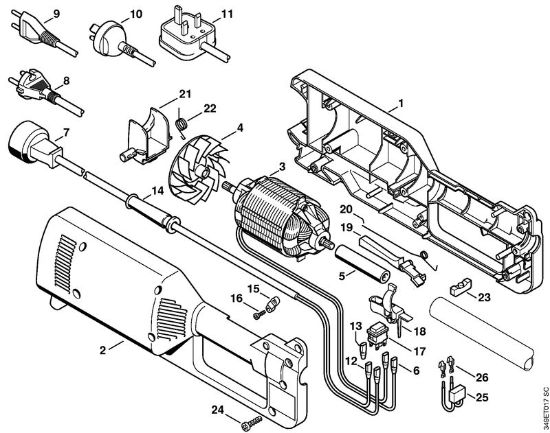 Roçadores eléctricos (FE, FSE) FE 55 Caixa, Motor eléctrico da marca Stihl