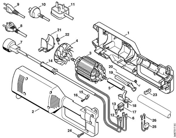 Roçadores eléctricos (FE, FSE) FE 55 Caixa, Motor eléctrico da marca Stihl