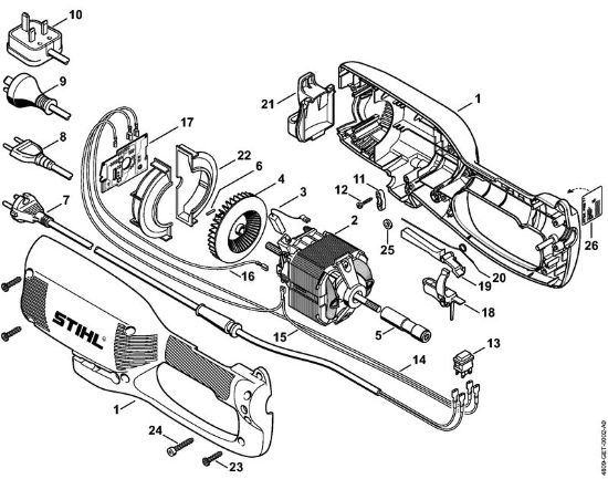 Roçadores eléctricos (FE, FSE) FSE 81 Caixa, Motor eléctrico da marca Stihl