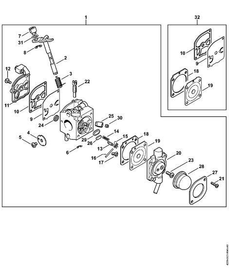 Sopradores (BG, BR) BG 45 Carburador C1Q-S48 BG 45, 46 (04.2001) da marca Stihl