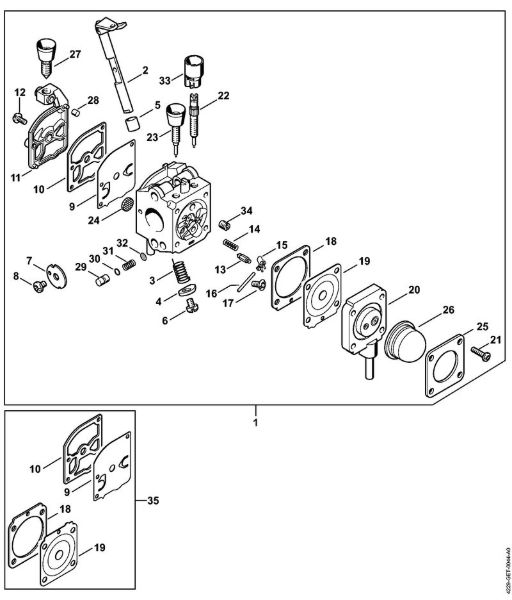 Sopradores (BG, BR) BG 45 Carburador C1Q-S73 (45.2006) da marca Stihl