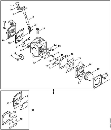 Sopradores (BG, BR) BG 55 Carburador C1Q-S55 da marca Stihl
