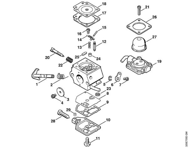 Sopradores (BG, BR) BG 75 Carburador C1Q-S47 da marca Stihl