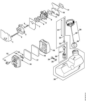 Sopradores (BG, BR) BG 75 Filtro de ar, Tanque de combustível da marca Stihl