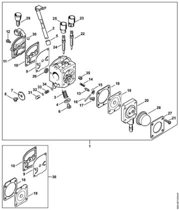 Sopradores (BG, BR) BG 85-DZ Carburador C1Q-S68 da marca Stihl