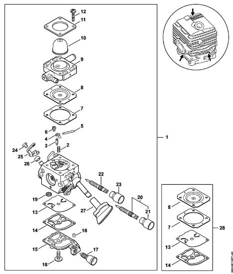 Sopradores (BG, BR) BG 86 C-E Carburador C1M-S261 (037.2018) da marca Stihl