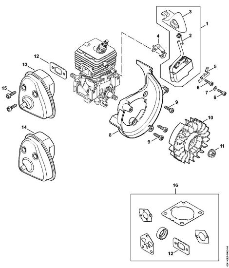 Sopradores (BG, BR) BG 86 C-E Sistema de ignição, Silenciador BG 86, BG 86 C-E da marca Stihl