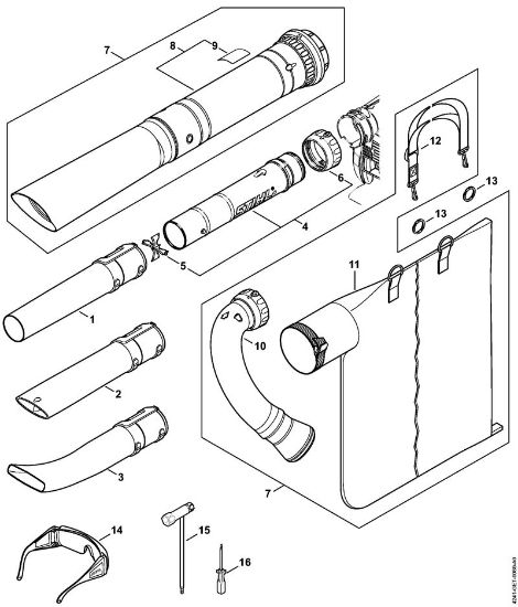 Sopradores (BG, BR) BG 86 C-E Tubeira , Dispositivo de aspiração da marca Stihl