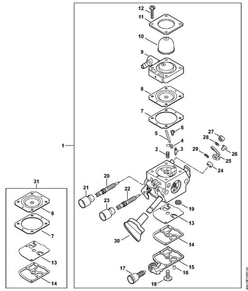 Sopradores (BG, BR) BR 200-D Carburador 4241/19 (037.2018) da marca Stihl