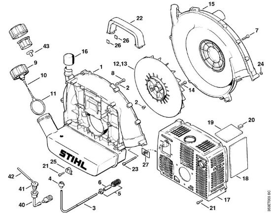 Sopradores (BG, BR) BR 320 Caixa do ventilador da marca Stihl