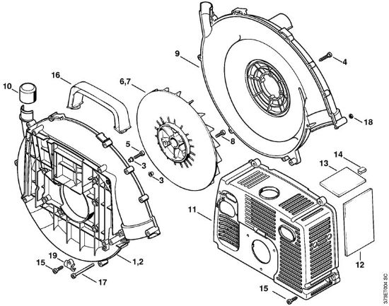 Sopradores (BG, BR) BR 340 Caixa do ventilador da marca Stihl