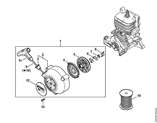 Sopradores (BG, BR) BR 350 Dispositivo de arranque da marca Stihl