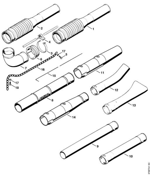 Sopradores (BG, BR) BR 380 Mangueira dobradiça, Tubo soprador da marca Stihl