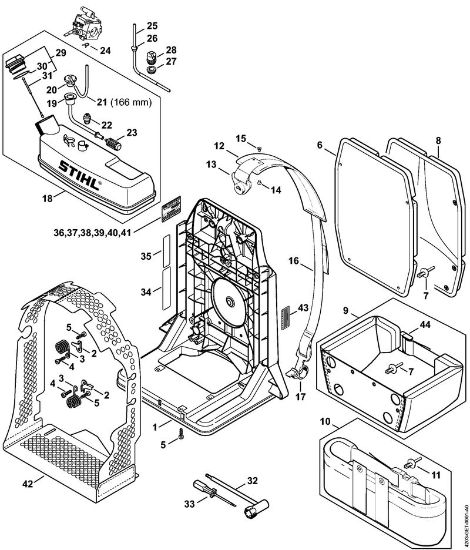 Sopradores (BG, BR) BR 380 Placa traseira da marca Stihl