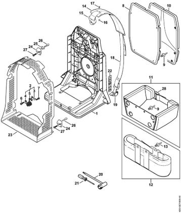 Sopradores (BG, BR) BR 400 Placa traseira da marca Stihl