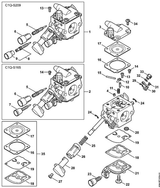 Sopradores (BG, BR) BR 430 Carburador C1Q-S209, C1Q-S165 da marca Stihl