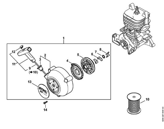 Sopradores (BG, BR) BR 430 Dispositivo de arranque da marca Stihl
