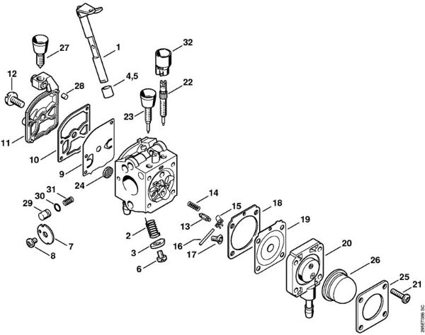 Sopradores (BG, BR) BR 45 C Carburador C1Q-S112 da marca Stihl