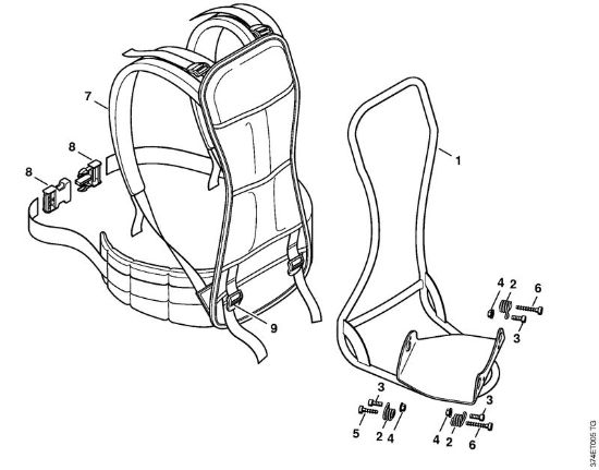 Sopradores (BG, BR) BR 45 C Quadro de suporte da marca Stihl