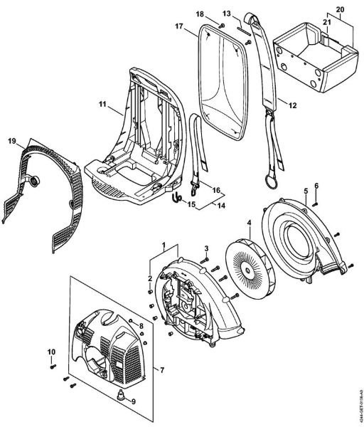 Sopradores (BG, BR) BR 450 C-EF Caixa do ventilador, cobertura, placa traseira BR 450 C-EF da marca Stihl