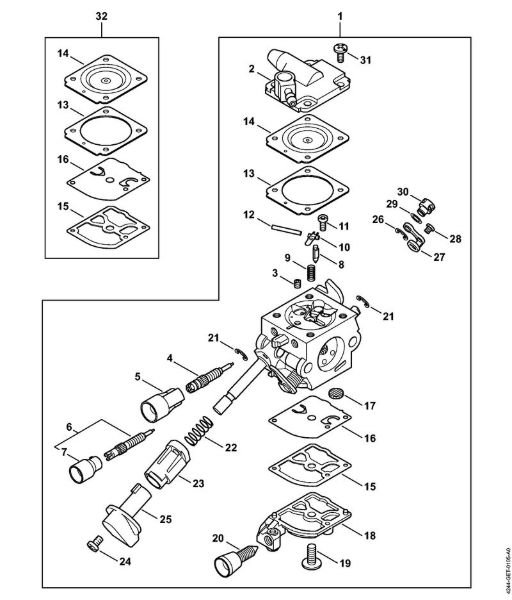 Sopradores (BG, BR) BR 450 C-EF Carburador C1Q-S209 da marca Stihl