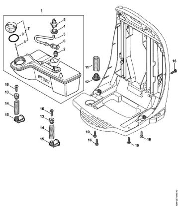 Sopradores (BG, BR) BR 450 C-EF Tanque de combustível, Sistema anti-vibratório da marca Stihl