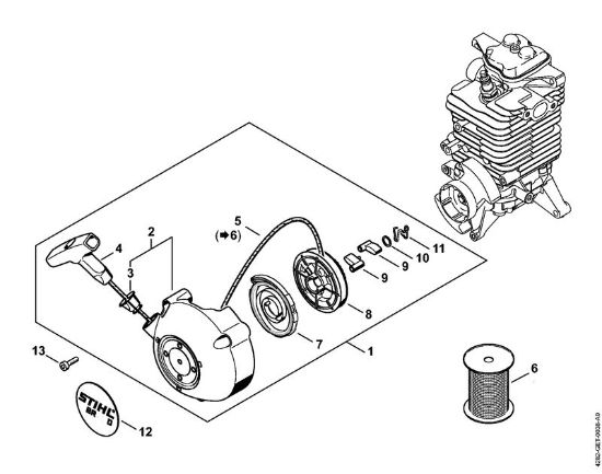 Sopradores (BG, BR) BR 500 Dispositivo de arranque da marca Stihl
