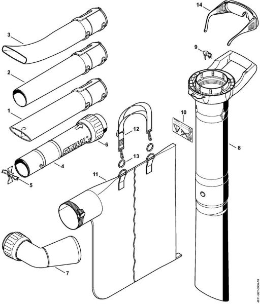 Sopradores eléctricos (BE, BGE) BGE 71 Tubeira , Dispositivo de aspiração da marca Stihl