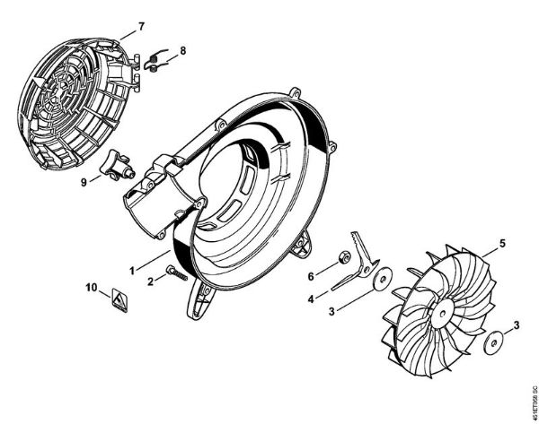 Trituradoras de aspiração (SH) SH 55 C Z KAT Caixa do ventilador exterior, Roda do ventilador da marca Stihl