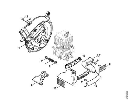 Trituradoras de aspiração (SH) SH 86 C-E Caixa do ventilador interior SH 86 da marca Stihl