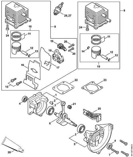 Máquina com rolo para varrer (KW) KW 85 Caixa da cambota, Cilindro da marca Stihl