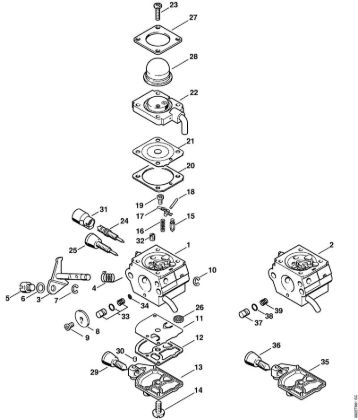 Máquina com rolo para varrer (KW) KW 85 Carburador C1Q-S157, C1Q-S69 (41.2017) (45.2009) da marca Stihl