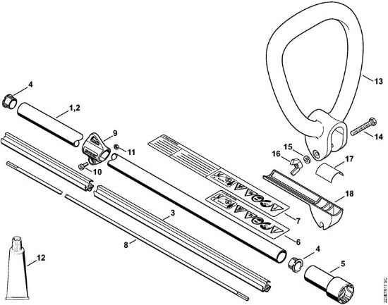 Máquina com rolo para varrer (KW) KW 85 Haste, Cabo circular da marca Stihl