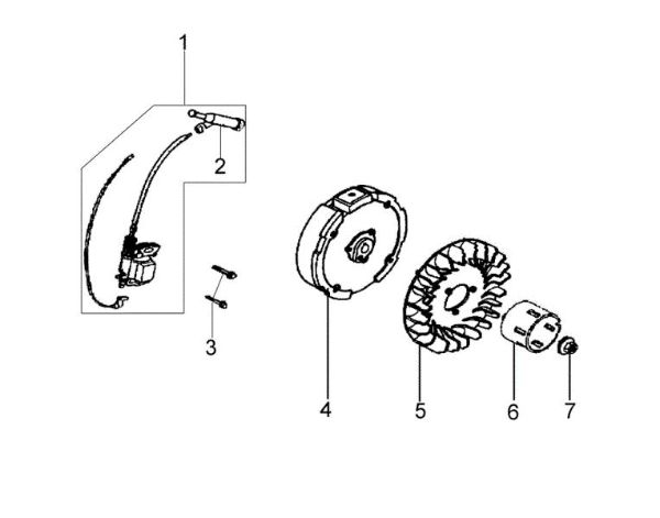 Flywheel and coil MH 180RK (K700 H - SN T210) (EN709) Rotary tiller