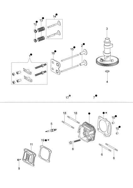Cylinder head and valve MAX 48 TK (K650) Lawnmower