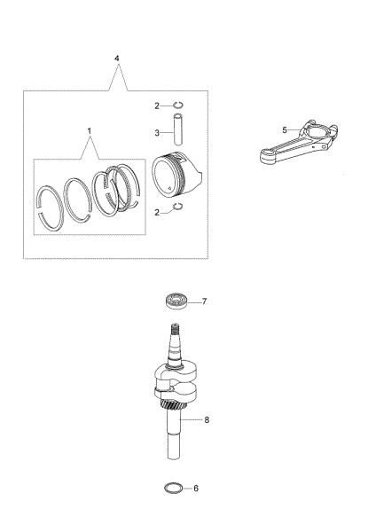 Crankshaft and piston MAX 48 TK (K650) Lawnmower