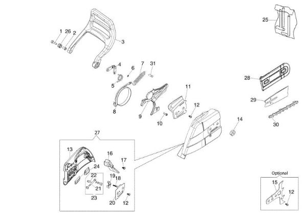 Brake and chain cover GS 650 Chainsaw