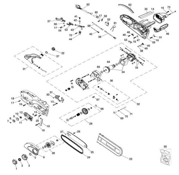 Complete illustrated parts list GS 180 E Electricsaw