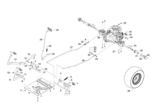 Brake and gearbox controls OM 95/15,5 H Garden tractor