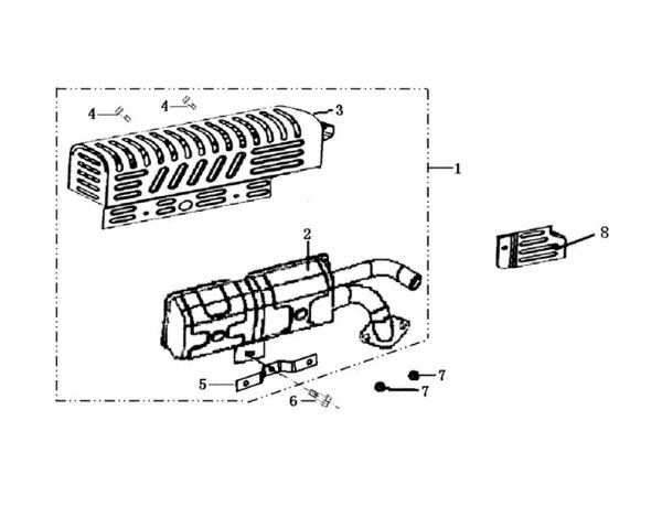 Muffler MH 150 RKS (K700 H - SN T210) Rotary tiller
