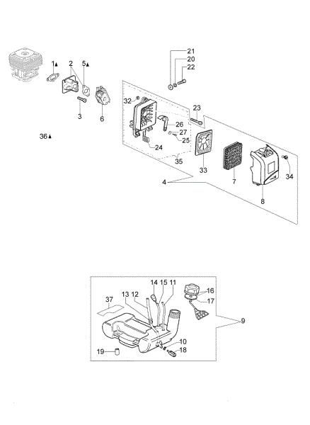 Tank and air filter OM 43 BP Brushcutter