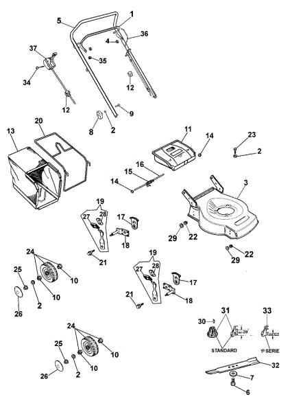 Complete illustrated parts list G 47 AL Lawnmower