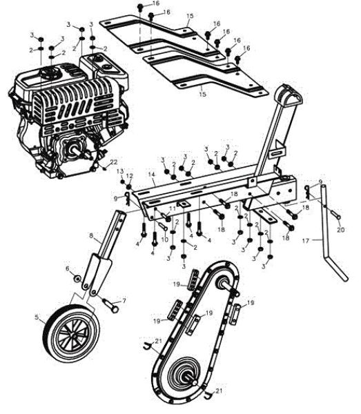 Frame MH 175 RK (K800 HT) Rotary tiller