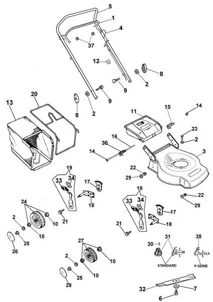 Complete illustrated parts list G 43 A Lawnmower