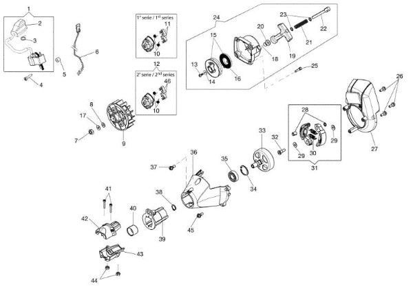 Starter assy and clutch BC 270 T Brushcutter