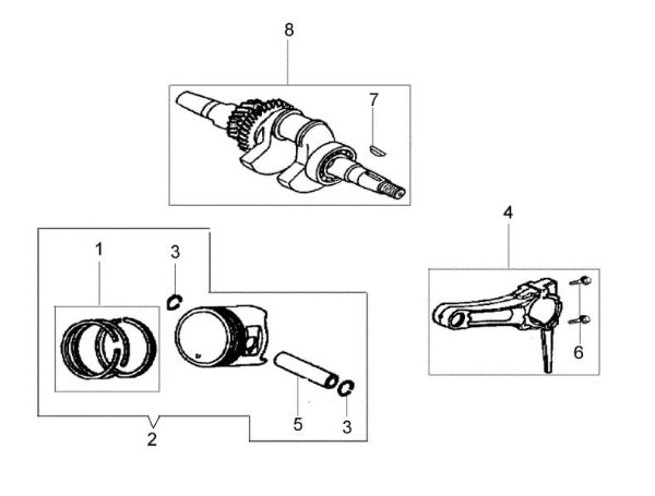 Crankshaft and piston MH 197 RKS (K800 HC) Rotary tiller